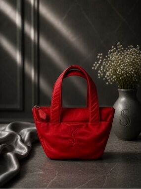 Yves Saint Laurent Red Nylon Travel Tote | YSL Lightweight Weekender Bag